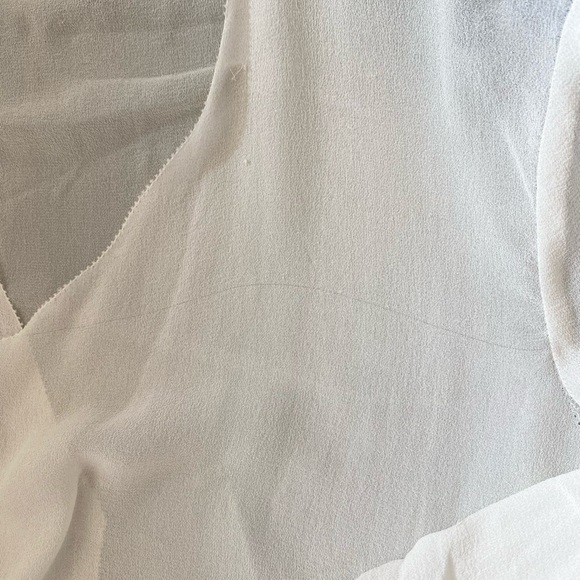 Aritzia Babaton Women's Semi-sheer chiffon blouse Cream White 100% Silk Sheer S - Picture 8 of 14